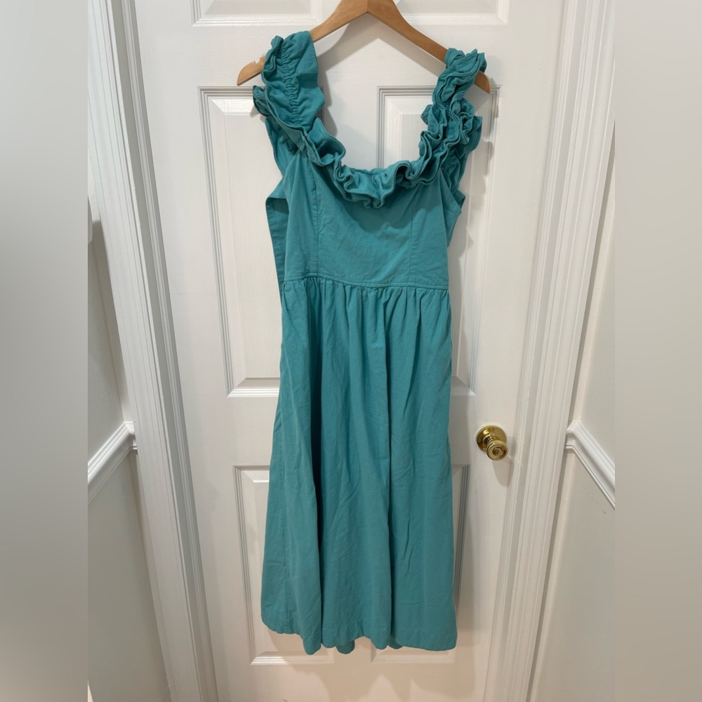 Free People Teal Ruffled Strap Midi Dress